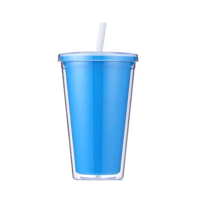 
Brand new plastic 16oz tumbler double wall acrylic cup with lid 