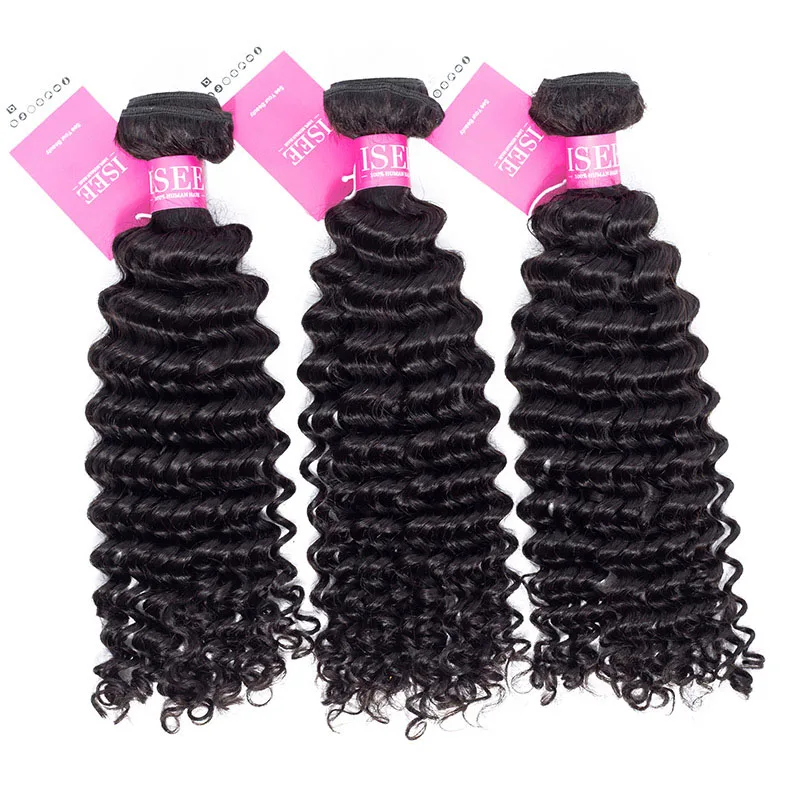 

Wholesale Original Brazilian Virgin Deep Wave Hair Bundles With Closure, #1b natural black (can made any colors you want)