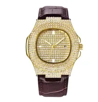 

Mens Watches Luxury Brand Fashion Diamond Date Quartz Watch 18k gold iced out watch
