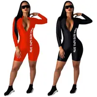 

2019 hot sell CC1085 women new zipper skinny bandage bodycon jumpsuit