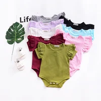 

2019 online hot-sale summer infant bodysuit cotton solid color fly sleeves girl baby romper