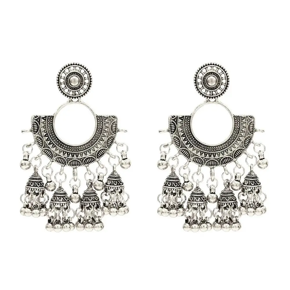 

4 Styles Indian Zamak Bell Tassel Earring for Women Jewelry Design, Gold,silver