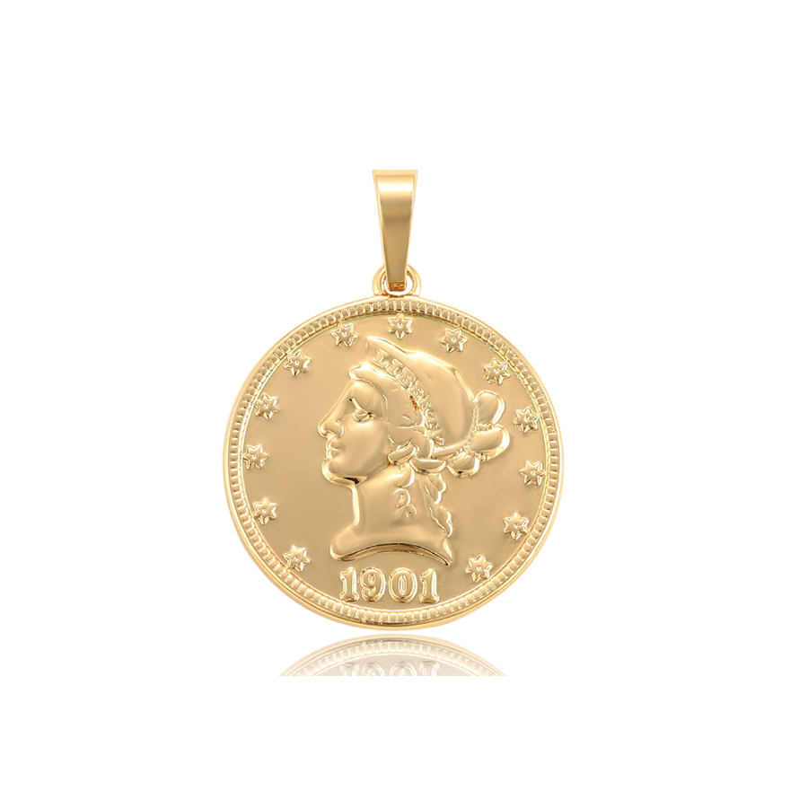 

34518 xuping wholesale gold plated coin design jewellery pendant
