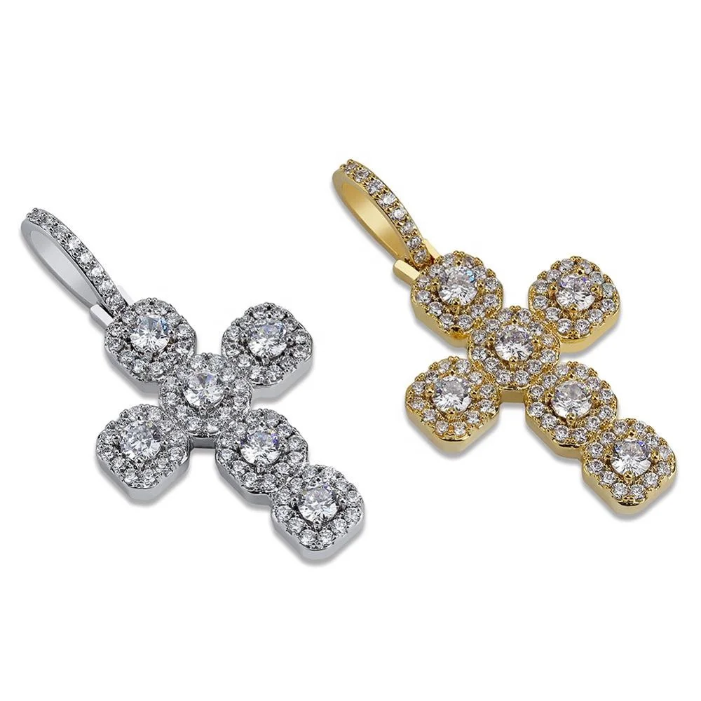 

Iced Out Cross Mens Personalized Hip Hop Charm gold silverPendants Necklace, Gold/silver