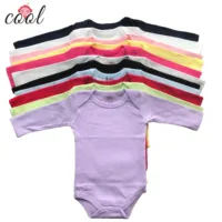 

Newborn baby clothes blank wholesale long sleeve plain baby onesie 100% cotton white knitted baby rompers