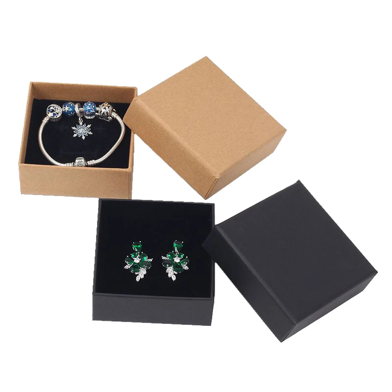 

custom logo packaging cardboard paper black jewelry boxes