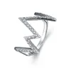 Peishang Wholesale 925 Silver White Gold Plated Wave Bend Lightning Bolt Ring