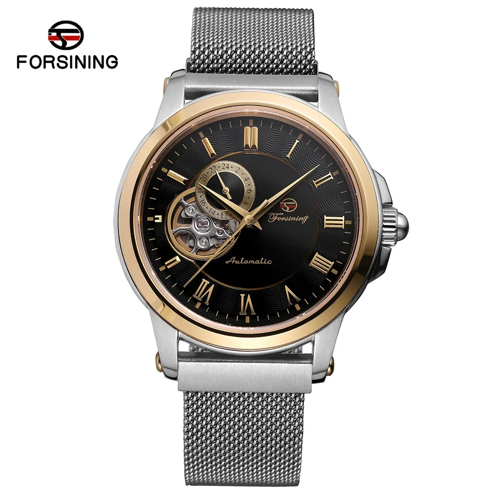 

FORSINING Brand Top Mechanical Watch For Men High-end Heavy Industry Stainless Steel Mesh Belt Fashion Wrist Watches