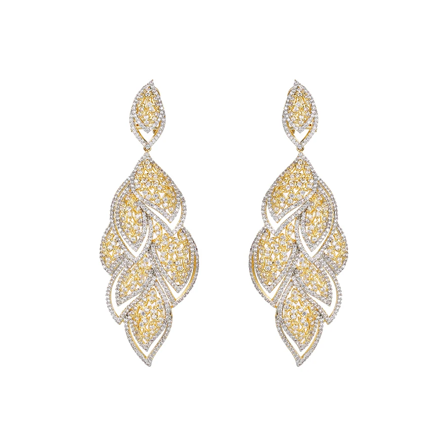 

Earring-153 Luxury fashion design women wedding jewelry, gold crystal earrings bijouterie