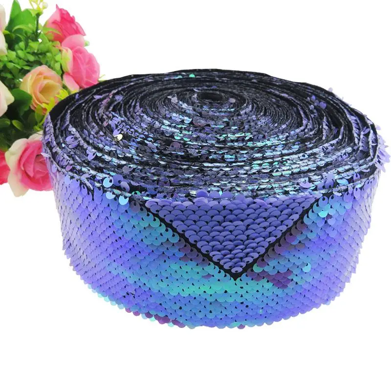 

printed ribbon double color reversible sequin ribbon for garment decoration at cheap price, Customized or 196