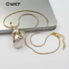 WT-JN070 Natural Sea Shell With Hole Jewelry For Women Shell Pendant Gold plated Hollow out White Color Trumpet Shell Necklace