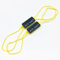 

Garment Hang Tag Plastic String Seal Custom Embossed Name Logo Nylon Hangtag Lock Tag for Clothing