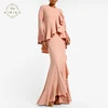 Hot Selling Flare Sleeves Lace Embroidery Irregularity Ruffles Baju Kurung Plain For Women