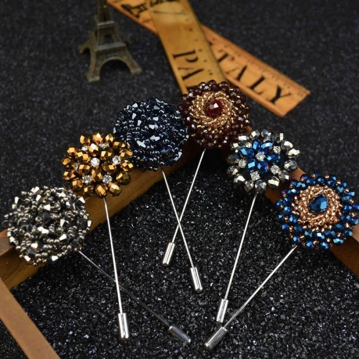 

Wedding Flower Long Brooch Coat Male Suit Lapel Pin Flower