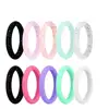 10pcs 2.7mm Narrow Edition Bright Powder Candy Color Silicone Ring for Female Lady