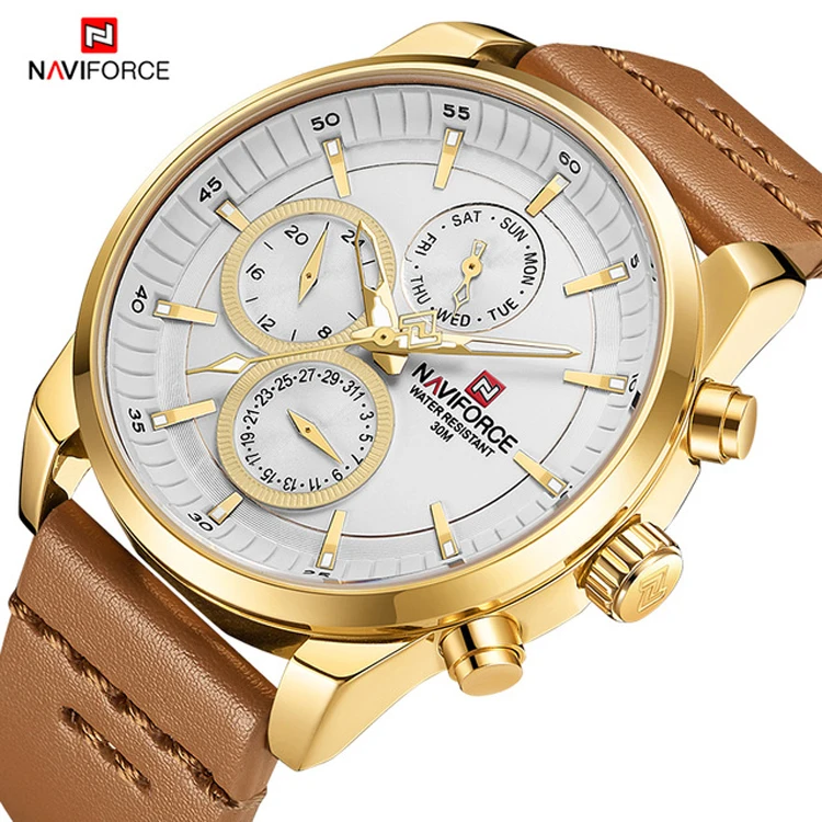 

NAVIFORCE 9148 Japan Movement Water Proof Best Price Men's Watches in Wristwatches Fashion Casual Quartz 24 Hours Date Watch