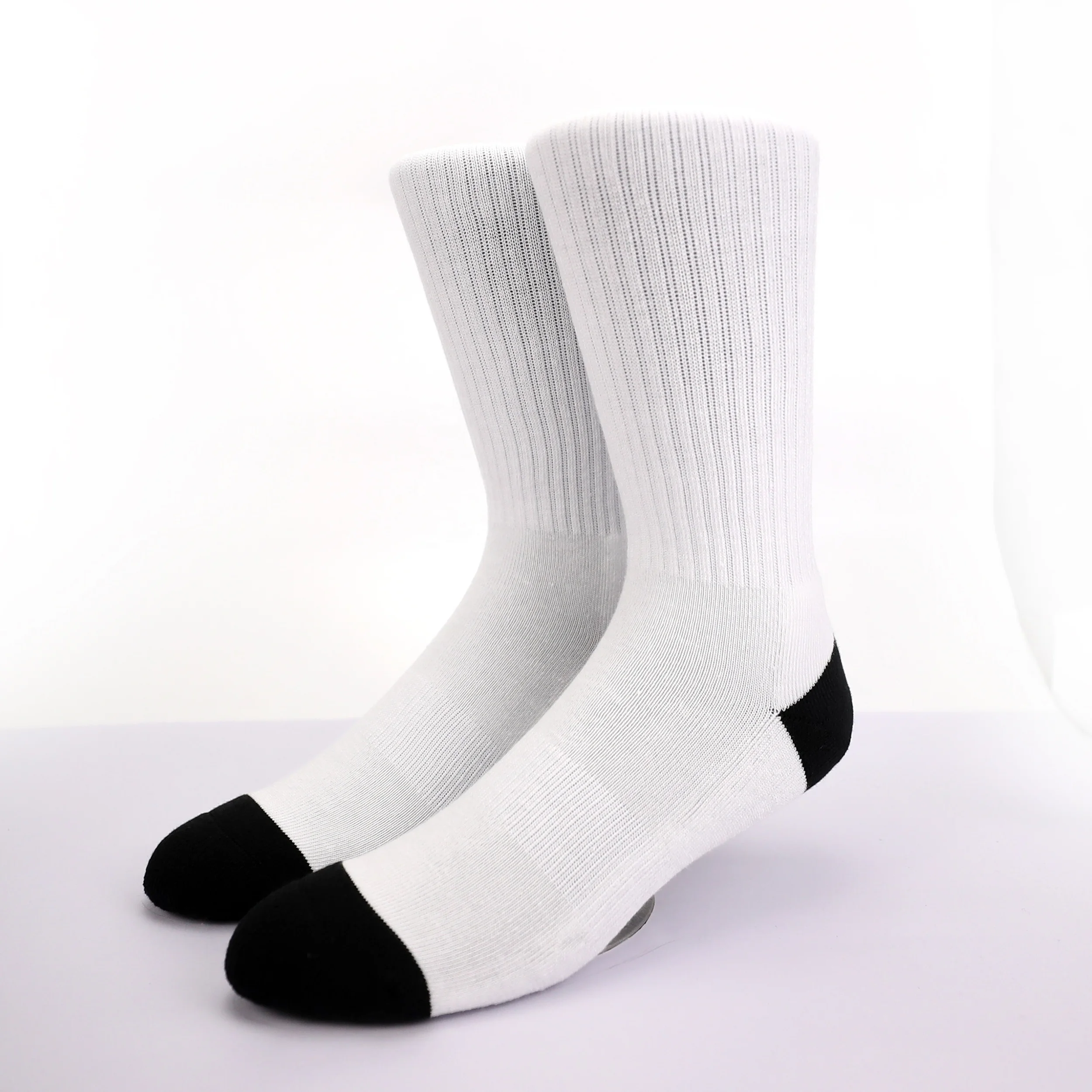 

Wholesale Customized Patterns Wholesale Polyester Blank Crew Cheap Bulk White Socks, Custom color