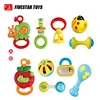 Hot sale lovely infant educational toy 5pcs plastic baby toy hand shake bell ring baby rattle