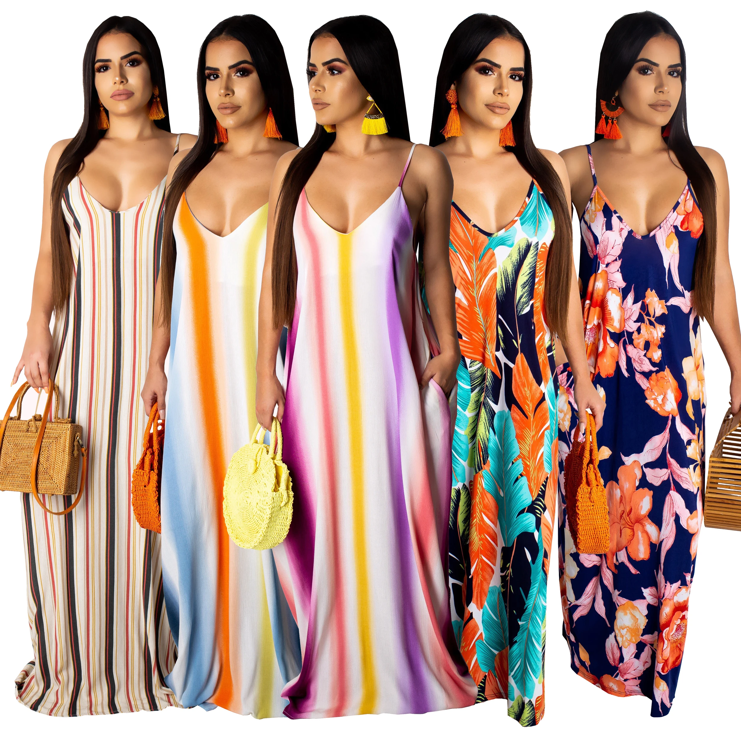 

2019 new maxi dress summer floral maxi dress casual