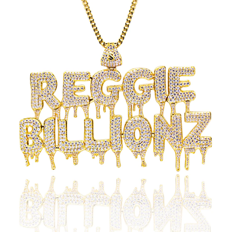 Custom Name Pendant Necklace CZ Iced Out HipHop Jewelry Fashion Arabic Letter Pendants Rose Gold Sterling Silver Charm