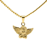 

fashion hiphop zinc alloy 18k 14k gold plated angel cherub pendant necklace
