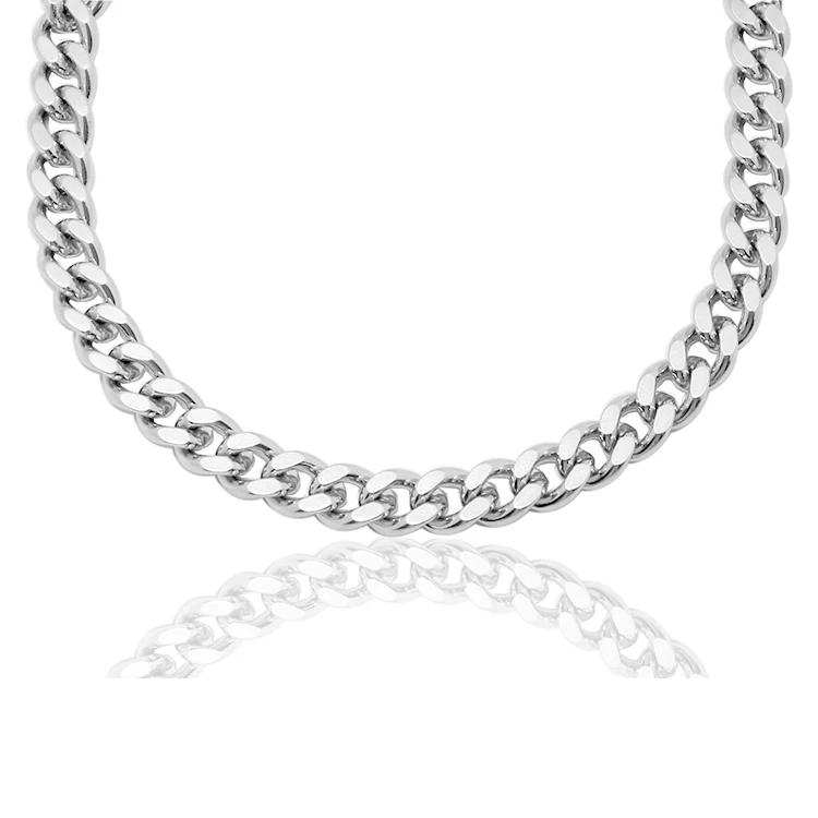 

7mm/5mm/3mm wide stainless steel cuban chain necklace for mens high quality polish jewelry wholesale price, Silver