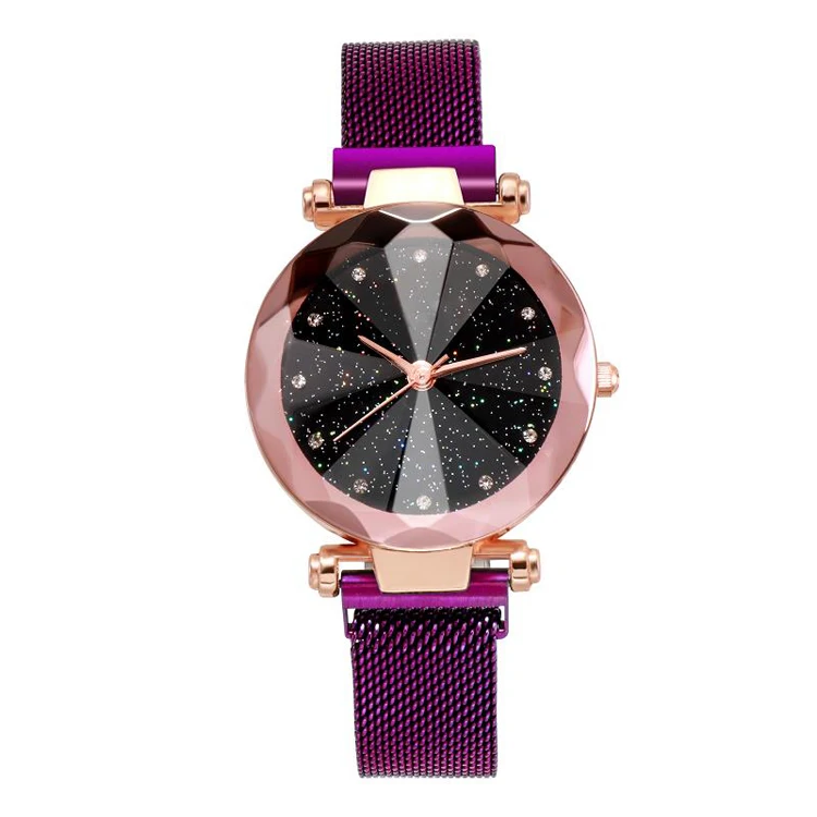 

hot sell ST 233 Romantic Starry Sky Ladies Quartz Watch Galaxy Dial Star Space Pattern Analog Metal Strap Magnet Wrist Watches, N/a