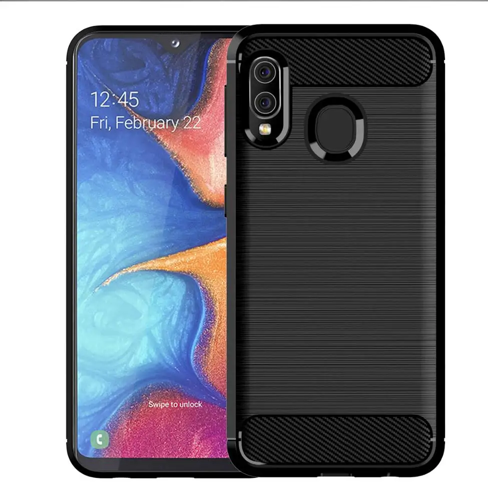 

Carbon Fiber Shockproof Soft TPU Back Cover mobile Phone Case For Samsung Galaxy A20e