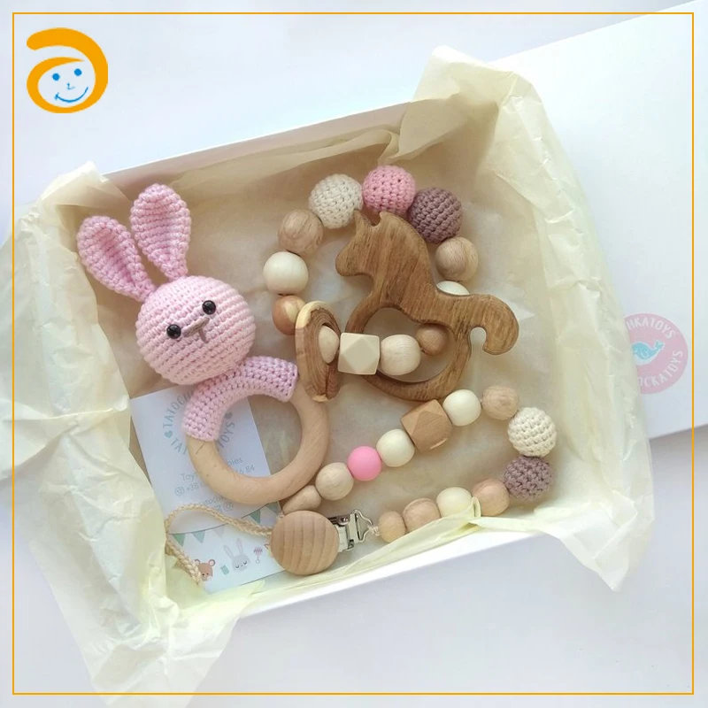 
Crochet handmade Baby Rattle Toy Shaker Elephant Teether  (62114007076)