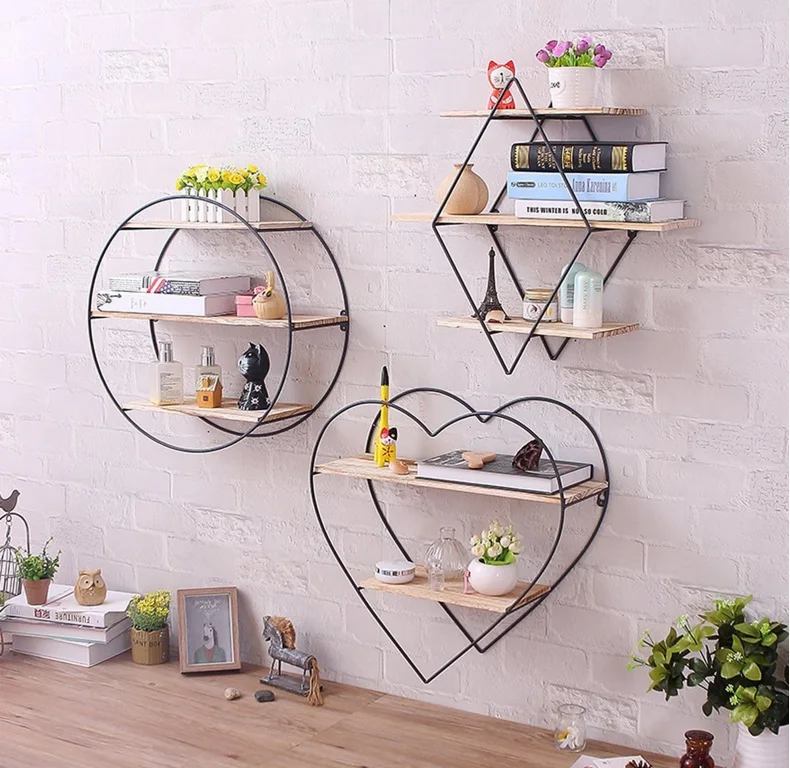 
GSF Modern Custom Designs Heart Shape Home Decorative Wooden Floating Wall Shelf 