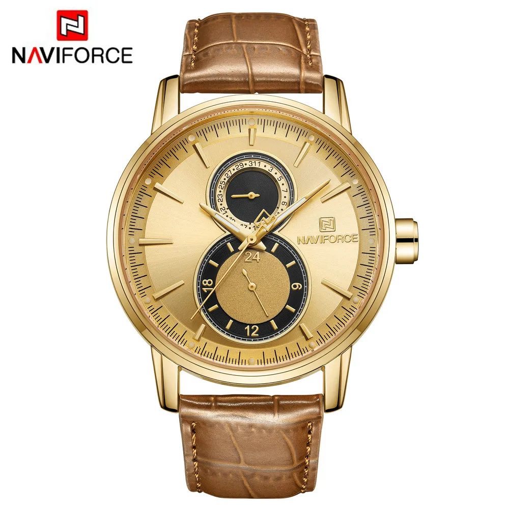 

NAVIFORCE 3005 Design Leather Band Watches Men Top Brand Relogio Masculino 2018 NEW Men's Sports Clock Wrist Watches