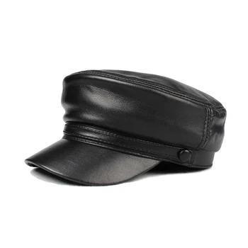 leather peaked cap