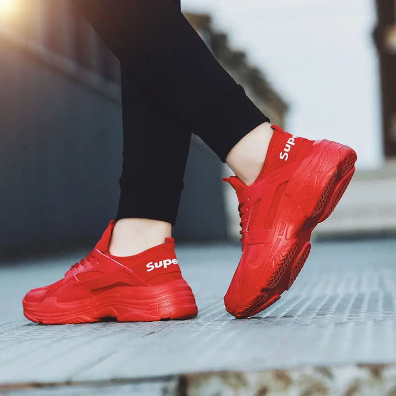 

latest design China factory new style sneakers men shoes casual high quality, Black/red/white