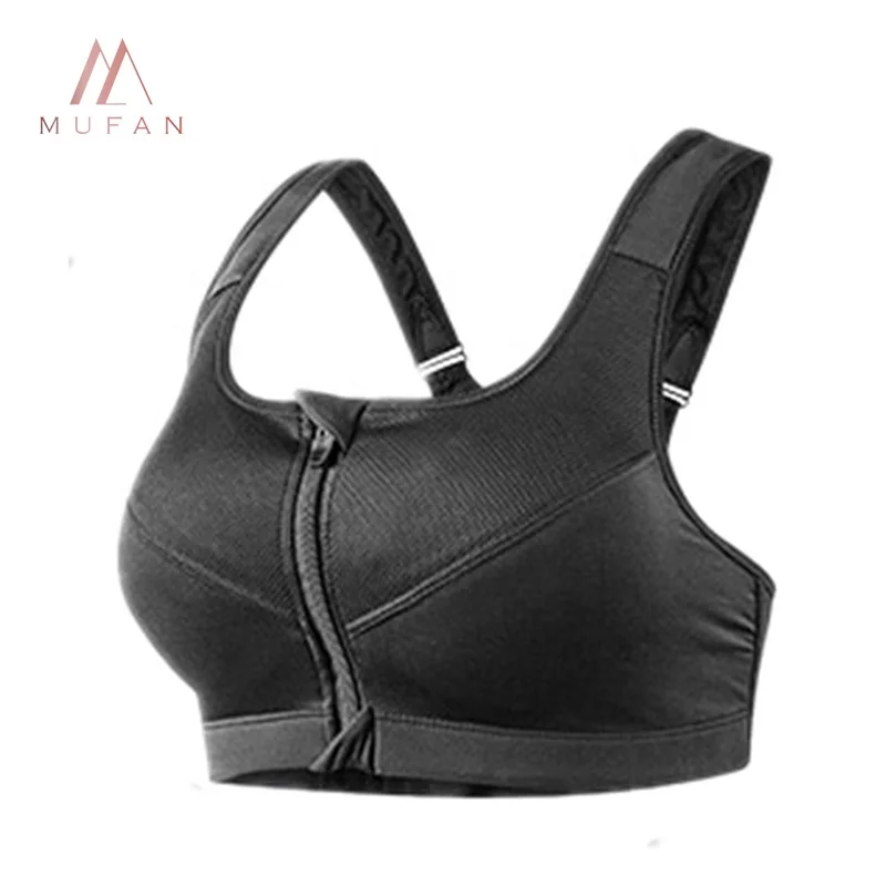 Wholesale high support push up tank top sports fitness zip yoga bra