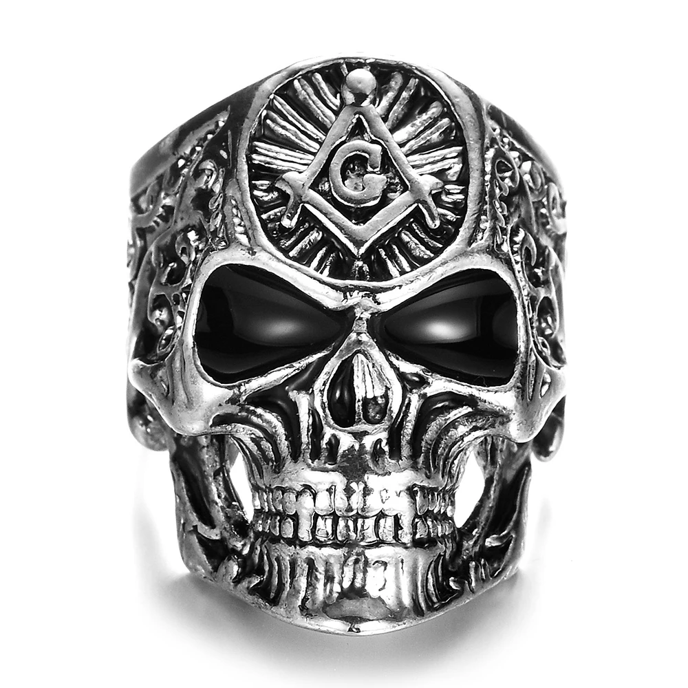 Fashion Custom Masonic Skull Men Ring Punk