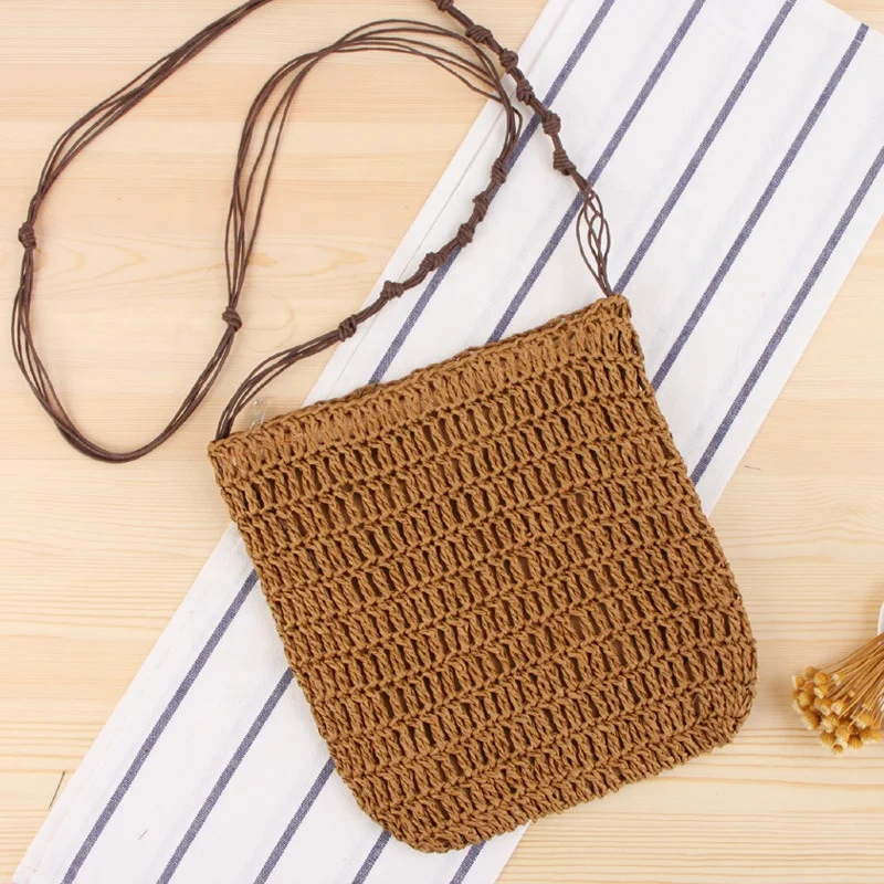 

Girl Paper Straw Crochet Beach Purses Crossbody Bag