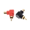Red/Black 90Degree RCA Right Angle Male to Female Phone Adapters AV Plug Connector