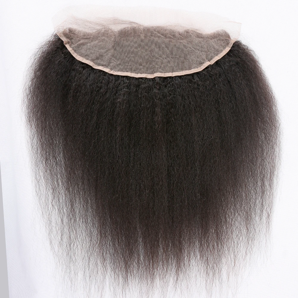 

Ready to Ships Natural Color Brazilian remy human hair kinky straight ear to ear swiss lace lace frontal closure