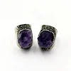 Multi colors Plated Fancy Natural Raw Amethyst poit Flower Druzy Engagement Statement Rings pave rhinestones