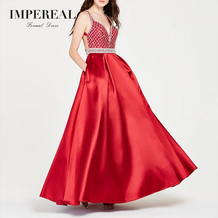 

Luxury Crystal Embellished Umbrella Cut Pleats Please Sleeveless Dress Red Women, Custom color