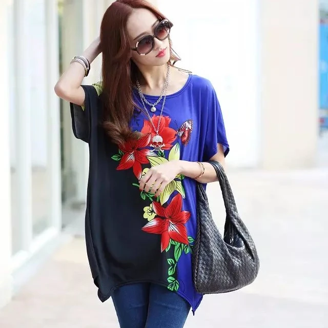 

Free shipping plus size loose causal women fashion printing Blouse Tops ocw1001