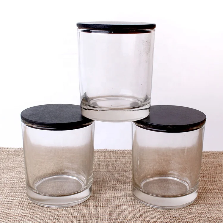 11oz  candle holder for candle clear glass container jar with lid