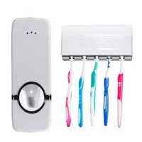 

D 749 Household Bathroom Wall Mount Automatic Toothpaste Dispenser With Toothbrush Holders Set