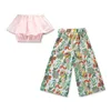 wholesale summer children boutique clothing Off shoulder girl clothes set loose pants two pieces
