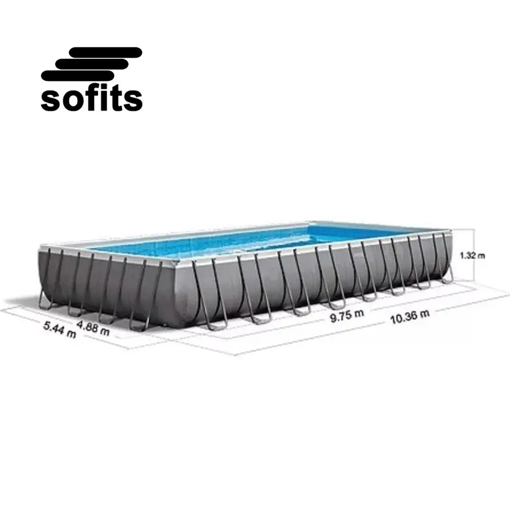 

Intex 26362 Ultra Frame Rectangular Set Above Ground PVC Swimming Pool, As picture