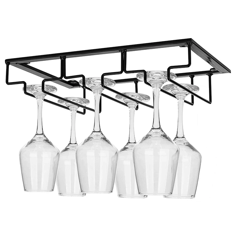 
Amazon Hot Sale Goblet Glass Wine Cup Holder Under Cabinet Wall Wine Glass Racks Hanging Storage Stemware Racks 3 Row Hange  (62115818655)