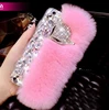 Luxury Rhinestone Diamond Bling Fox Rabbit Fur hair Soft TPU Mobile Phone Case Cover For iPhone xs 11 pro max xr 6 7 8 plus