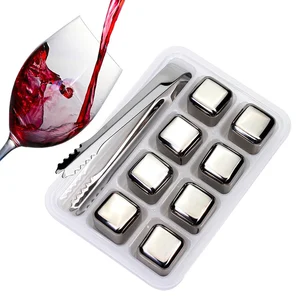 Image of Stainless Steel Metal Ice Cubes, Reusable Round Chilling Stones for Whiske Wine, Keep Your Drink Cold Longer, SGS Test Pass