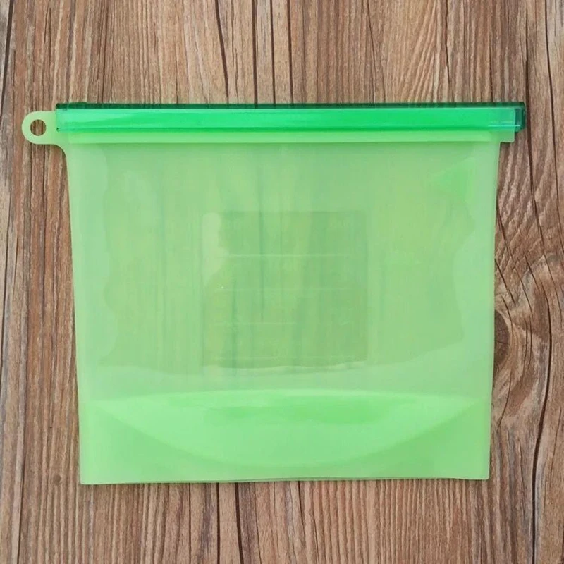 

Hot Sale Silicone Transparent Snack Zipper Bag Green China Factory, Grey;green;blue and red or customized color