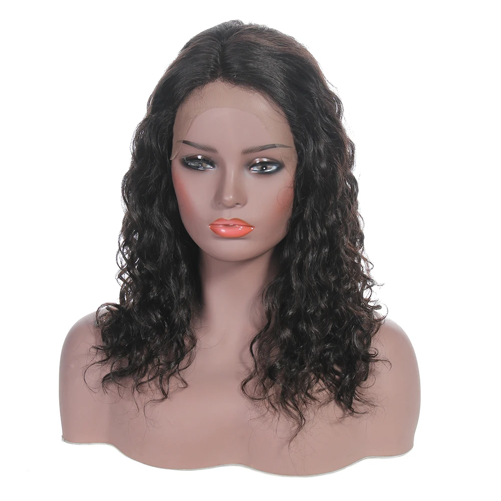 

full cuticle aligned brazilian hair deep wave curly lace front human hair wig